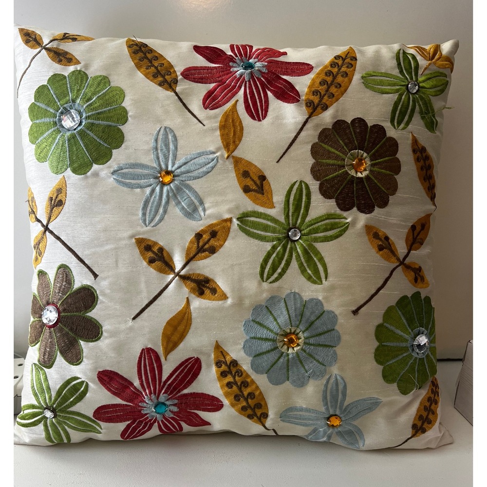 Floral Square Accent Throw Pillow‎ Home Decor Decorative - Picture 1 of 3